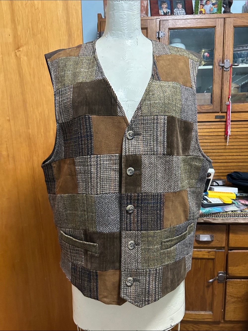 Banana Republic Archive Patchwork Wool Vest size XL